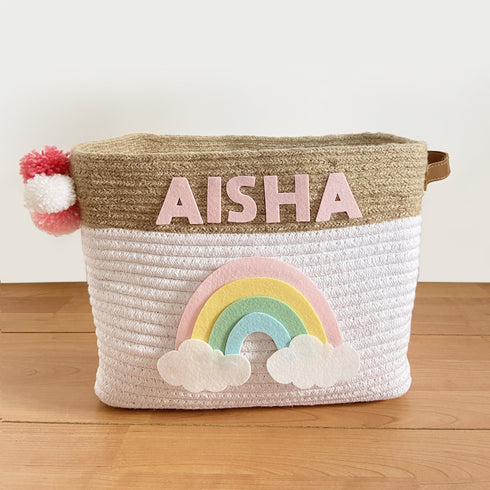 Jute & Cotton Rope Storage Basket - Rainbow